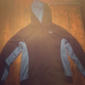 Trendy black/baby blue pull over hoodie